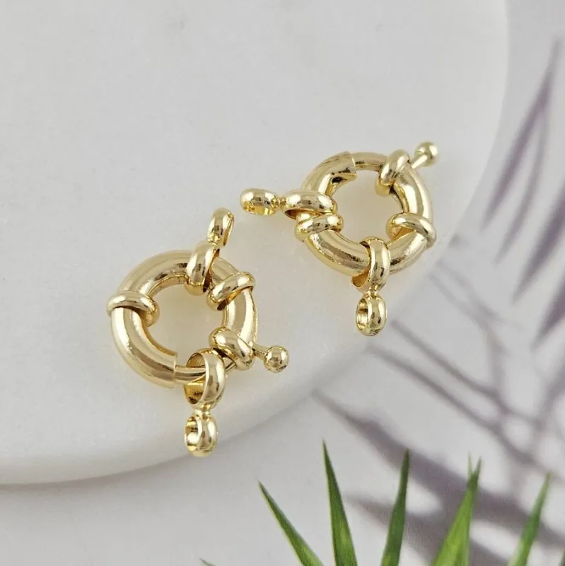 Замок круглый Штурвал 13 мм позолота 14К (5175-13-З) замок для украшений купить с доставкой по России | Интернет-магазин Viva Beads