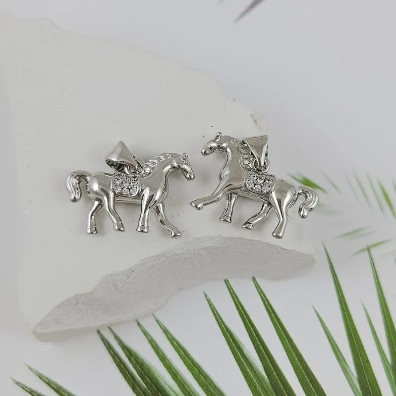 УЦЕНКА Подвеска Лошадь 14.4x20 мм с фианитами, родиевое покрытие (9988-Р-УЦ) купить с доставкой по России | Интернет-магазин Viva Beads