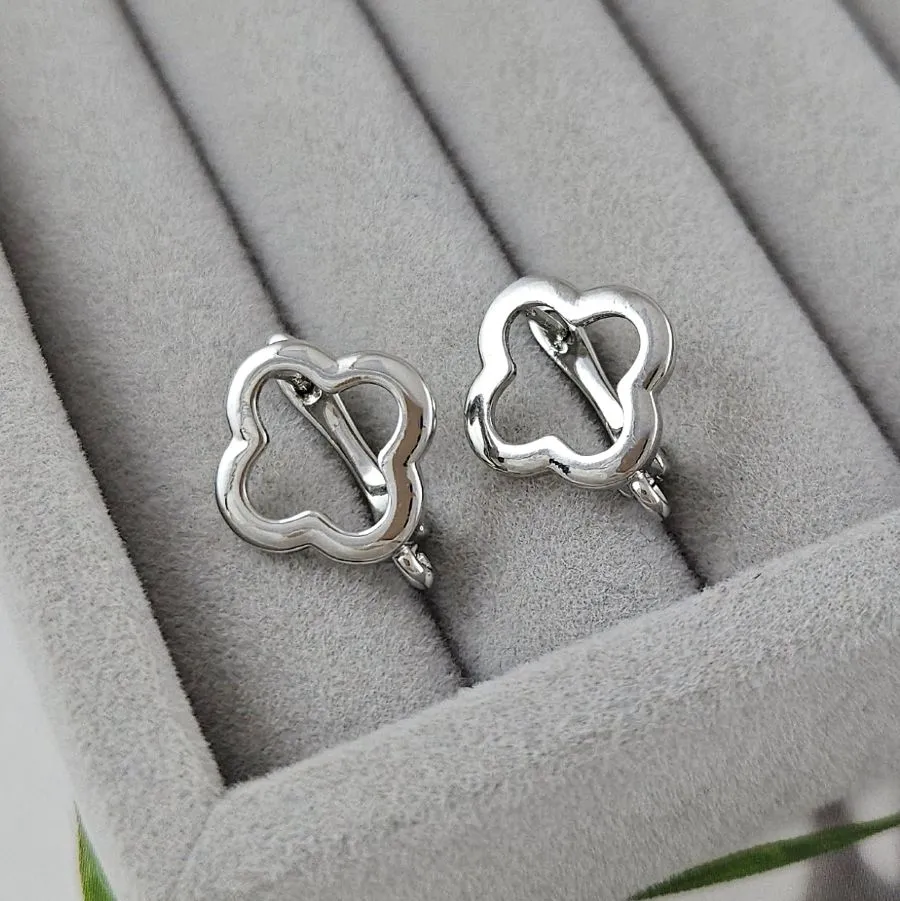 Швензы Клевер 16.3х13.8 мм с английским замком, родиевое покрытие (9957-Р) купить в Воронеже | Заказать в интернет-магазине Viva Beads
