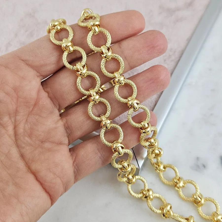 10 см Цепь текстурированная толщиной 11.8 мм, позолота 14К (10183-З) купить с доставкой по России | Интернет-магазин Viva Beads