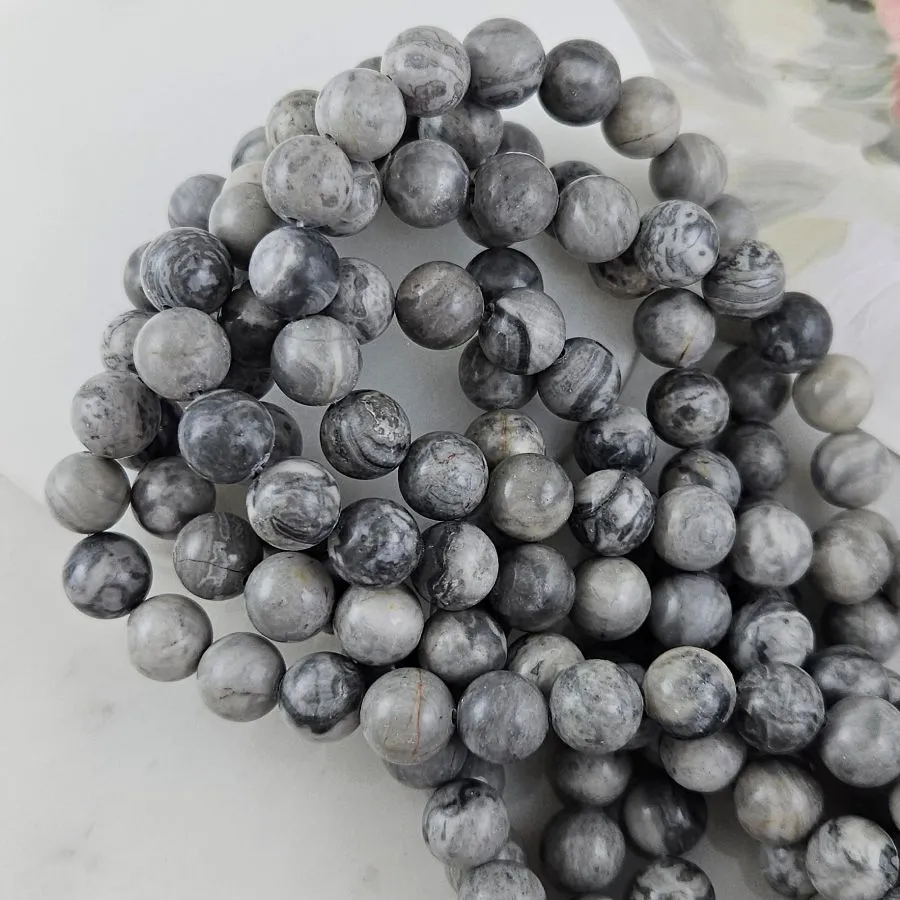 Нить 19 см "Серая яшма" / доломит / бусина гладкий шар 10 мм (9071-10)  для бижутерии купить с доставкой по России | Интернет‑магазин Viva Beads
