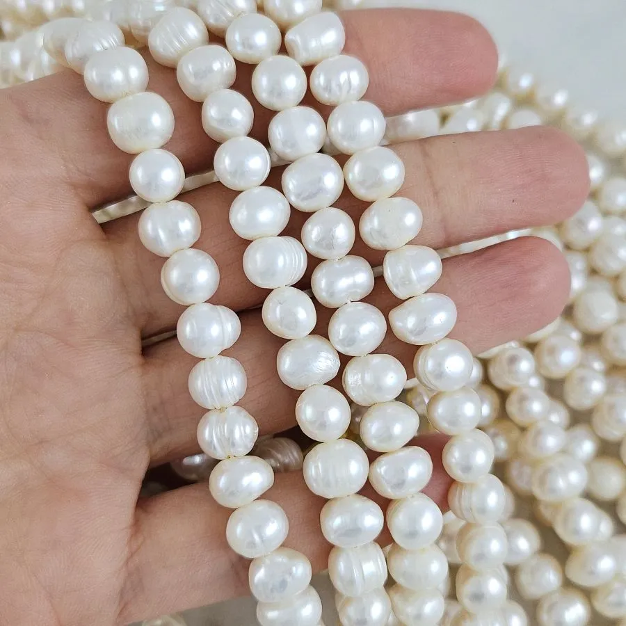 Жемчуг натуральный речной 6.5-8 мм А+, форма картофель, белый (8809) купить с доставкой по России | Интернет-магазин Viva Beads