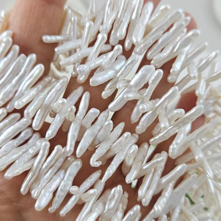 5 шт. Жемчуг натуральный барокко 17-22х2-4 мм палочки , АА белый (1006) купить с доставкой по России | Интернет-магазин Viva Beads