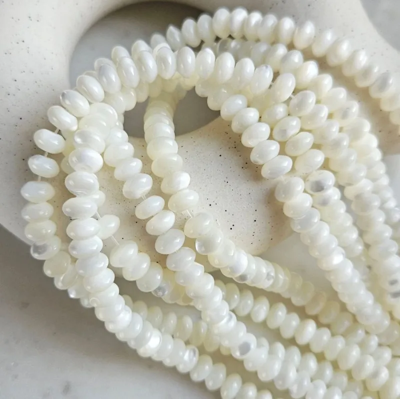 10 шт. Перламутр натуральный 8 мм рондель, белый (6614-8) для бижутерии купить с доставкой по России | Интернет‑магазин Viva Beads
