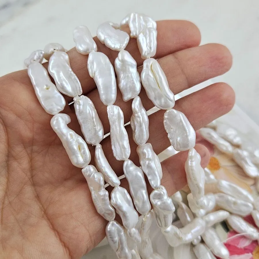 1 шт. Жемчуг Бива натуральный речной 7-10х13-20 мм,  белый А+ (7636)  купить с доставкой по России | Интернет-магазин Viva Beads