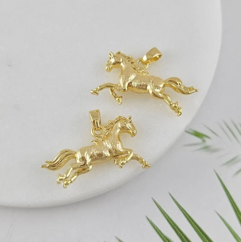 Подвеска Лошадь 14x24.4 мм, позолота 14К (10019-З)