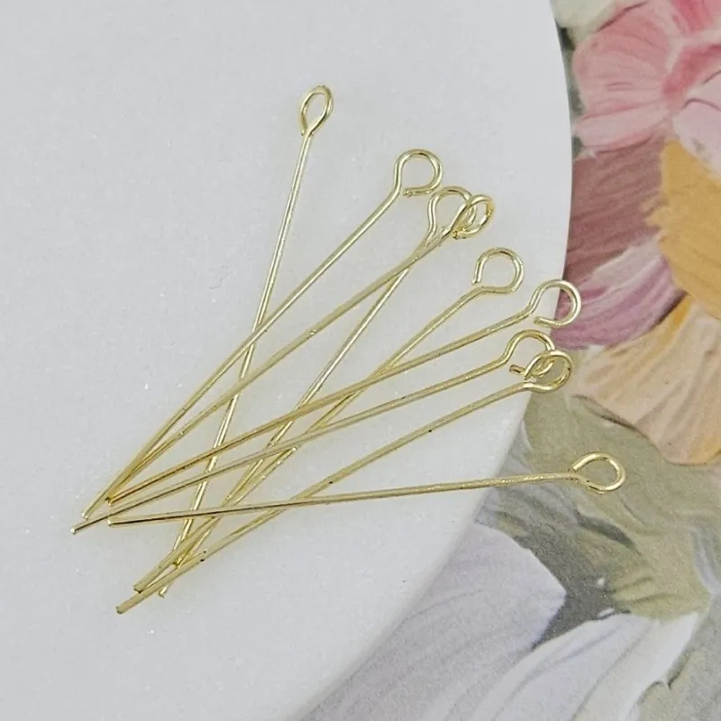 10 шт. Пины с кольцом 35х0.6 мм позолота 14К, светлое золото (6556-СВЗ) пины и штифты для бижутерии купить с доставкой по России | Интернет-магазин Viva Beads