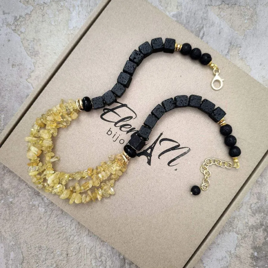 Многорядное колье с цитрином и лавой - набор материалов (НАБОР-80) купить с доставкой по России | Интернет-магазин Viva Beads