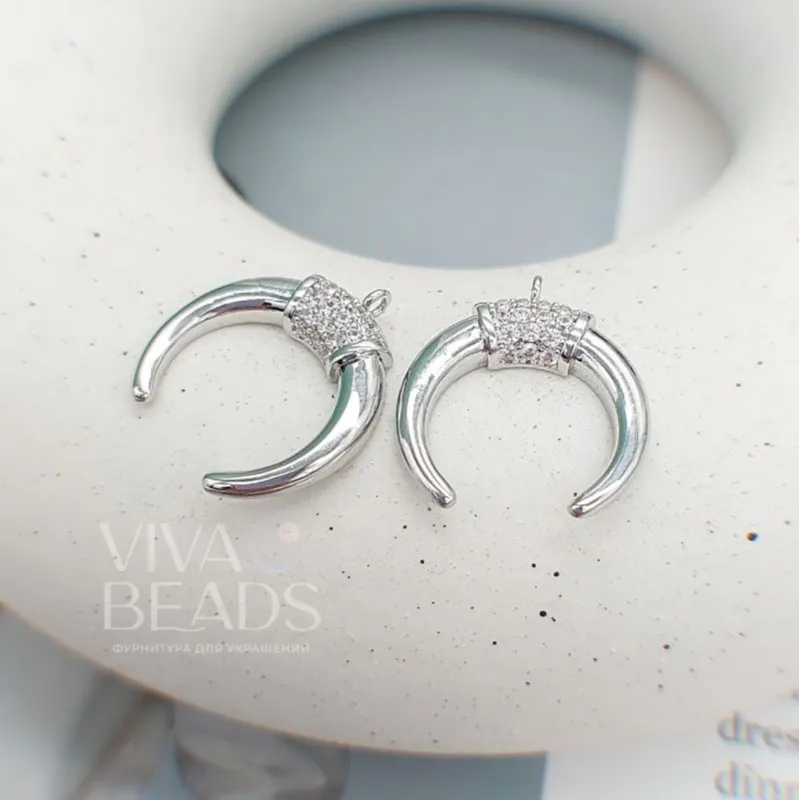 УЦЕНКА Подвеска Лунница с фианитами 19х17.7 мм родиевое покр. (7587-Р-УЦ)