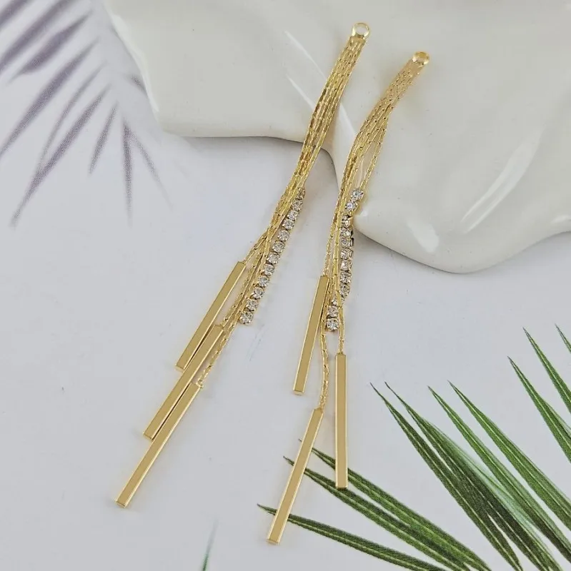 Подвеска Кисточка 80х2.8 мм с подвесками, позолота 14К (10010-З)