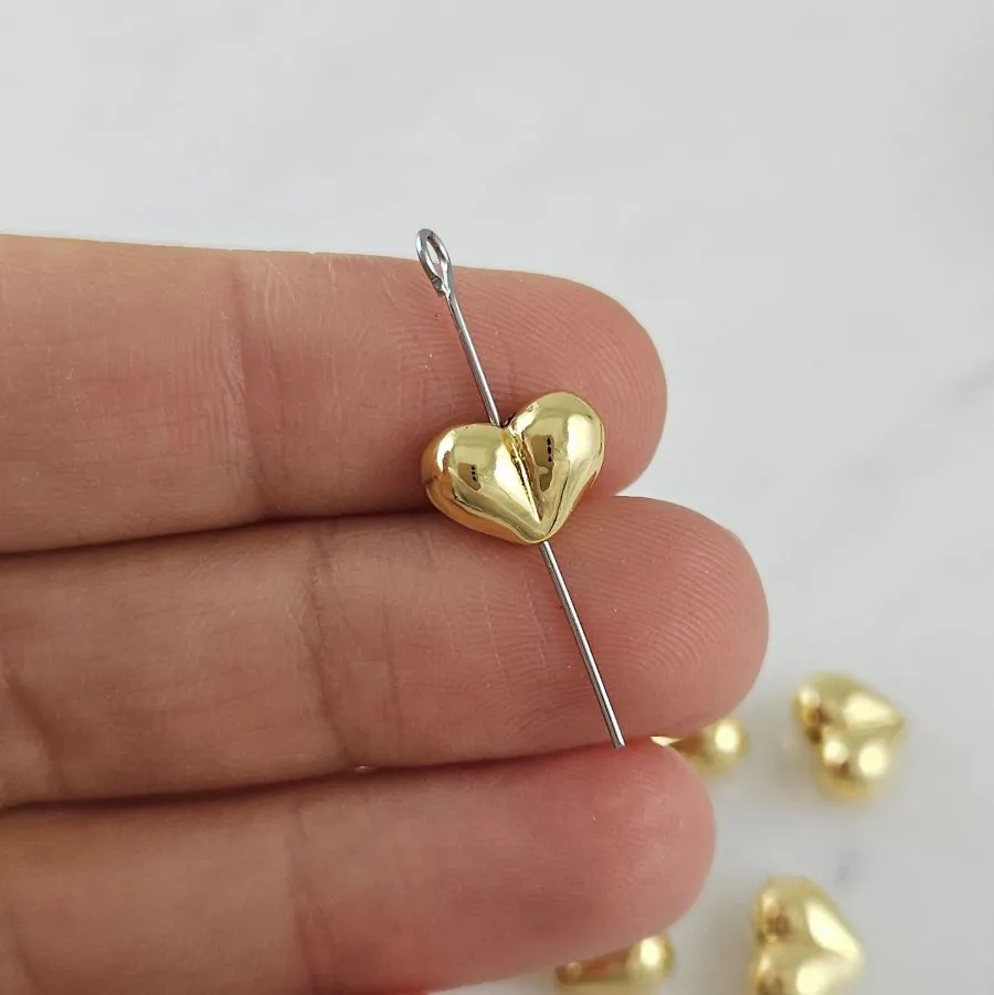 1 шт. Бусина разделитель Сердце 7.5х10х5.3 мм, позолота 14К (10108-З) купить с доставкой по России | Интернет-магазин Viva Beads