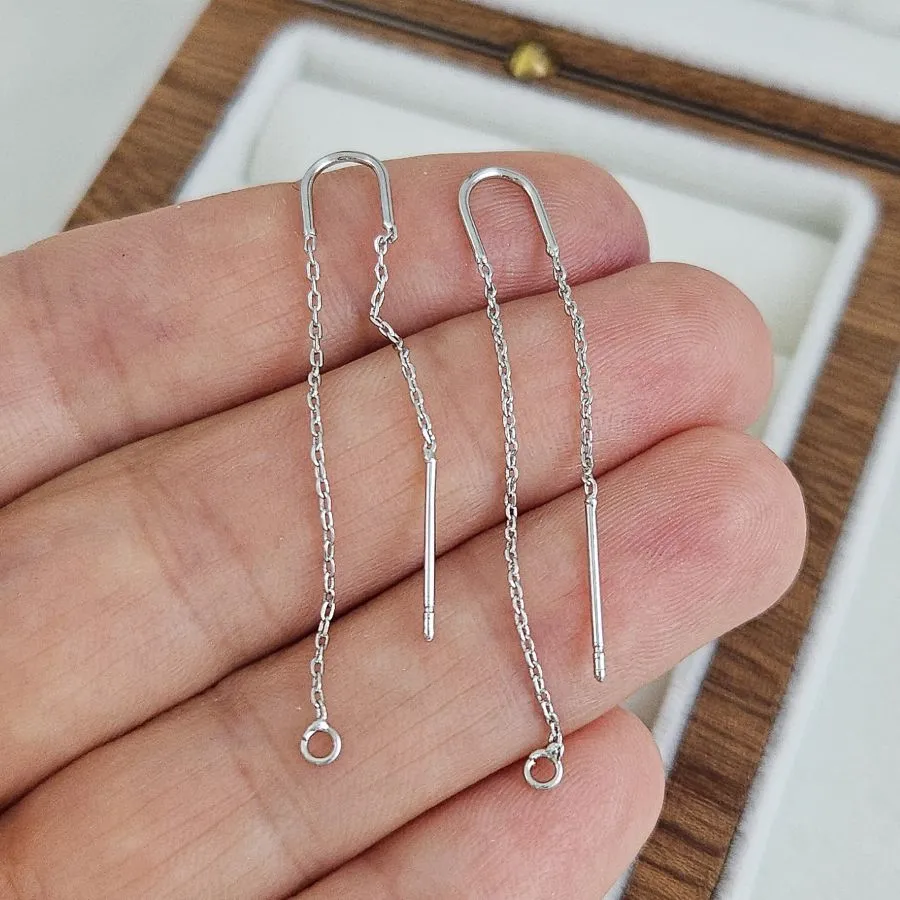 Швензы протяжки 45 мм с цепочками, родиевое покрытие (10222-Р) швензы для серег купить с доставкой по России | Интернет-магазин Viva Beads