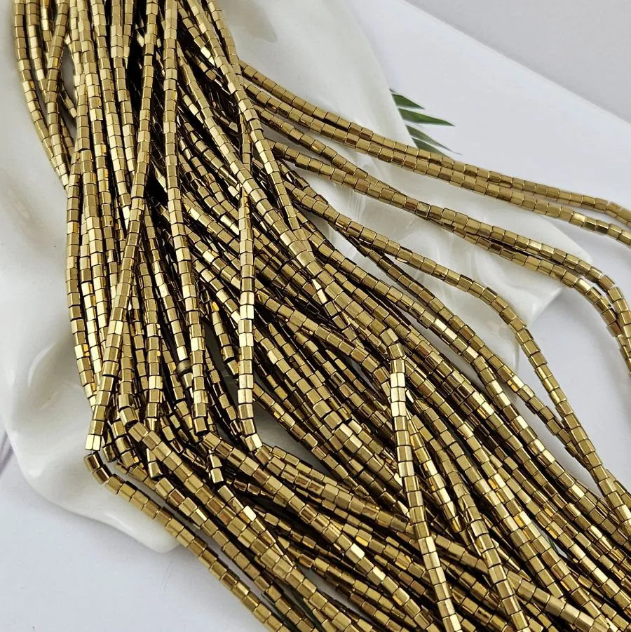 Нить 39 см Гематит многогранник 3х2.9 мм цвет античное золото (6997-3-АЗ) купить в Воронеже | Заказать в интернет-магазине Viva Beads
