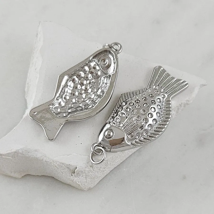 Подвеска Рыба 34.3х16.3 мм, родиевое покрытие (10129-Р) купить с доставкой по России | Интернет-магазин Viva Beads
