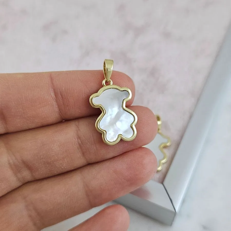 Подвеска Мишка с перламутром 19х12.6 мм позолота 14К (10182-З) купить с доставкой по России | Интернет-магазин Viva Beads