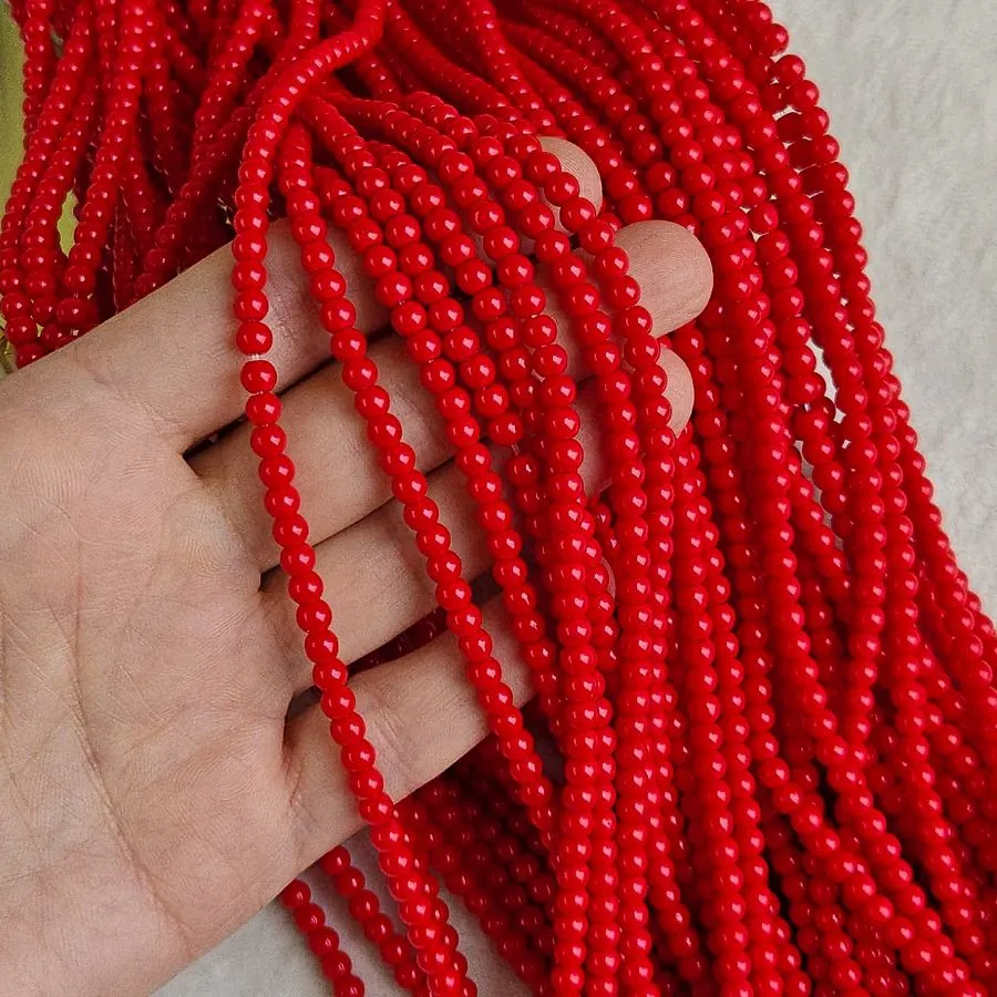 Нить 37 см Бусины стеклянные 4.3 мм, гладкий шар, ярко-красный (9944-4) купить с доставкой по России | Интернет-магазин Viva Beads