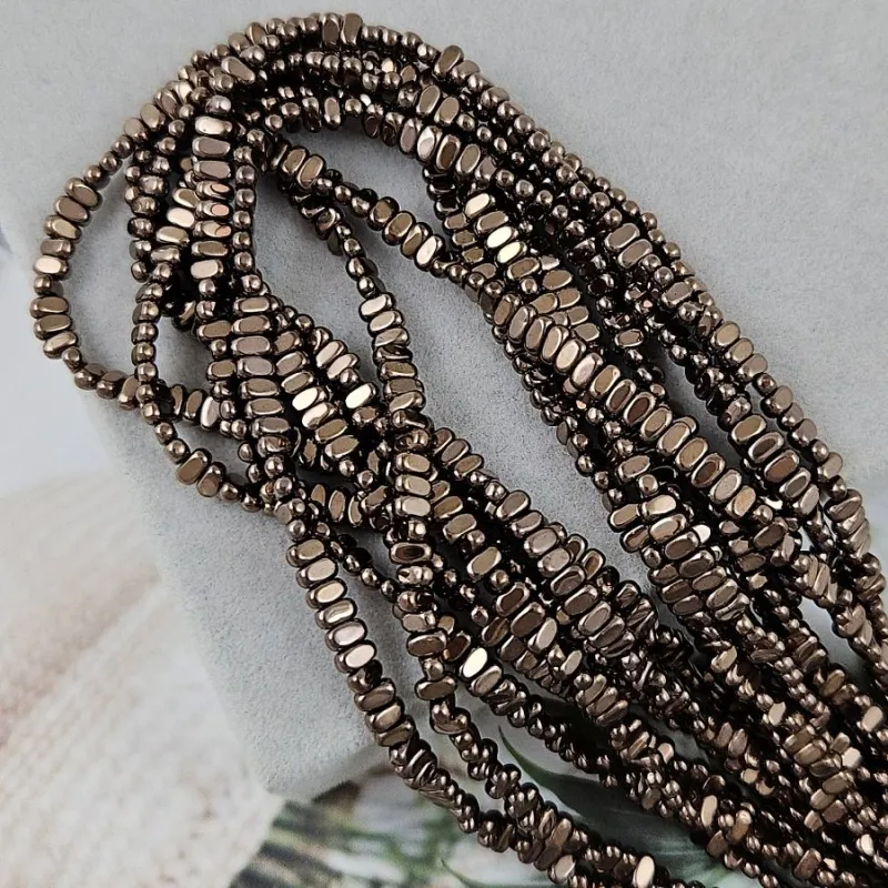 Нить 19 см Гематит, гематин 4х2 мм прямоугольные бусины, цвет коричневый (6205-4-КОР) купить в Воронеже | Заказать в интернет-магазине Viva Beads
