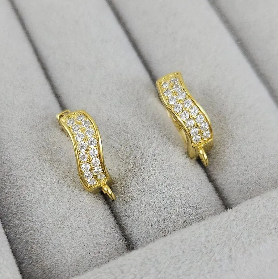 Швензы колечки 14.6х12.8х4.6 мм с замком и фианитами, позолота 14К (10196-З) швензы для серег купить с доставкой по России | Интернет-магазин Viva Beads