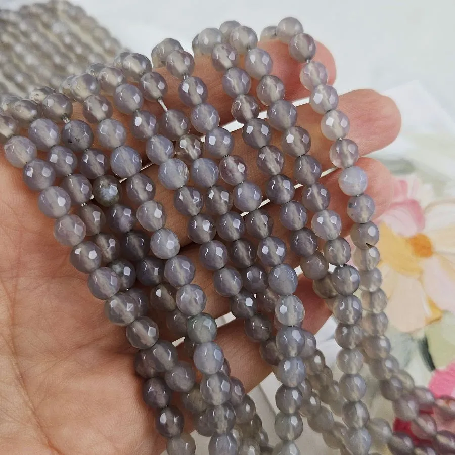 Нить 34 см Агат натуральный серый ок. 6 мм бусины граненый шар (3189-6) для бижутерии купить с доставкой по России | Интернет‑магазин Viva Beads
