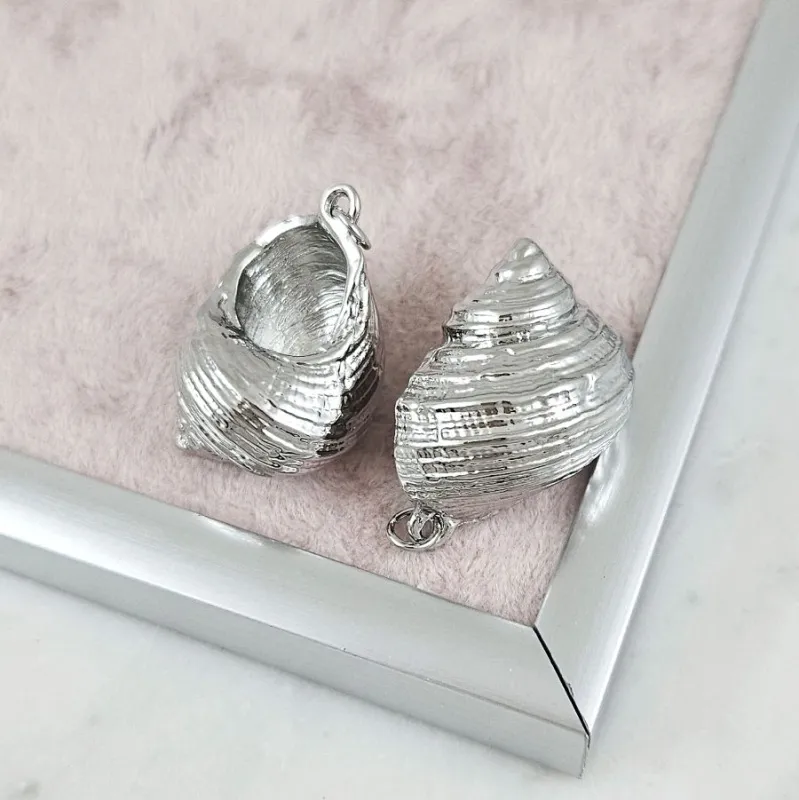 Подвеска кулон Ракушка 31x20 мм родиевое покрытие (10188-Р) купить с доставкой по России | Интернет-магазин Viva Beads