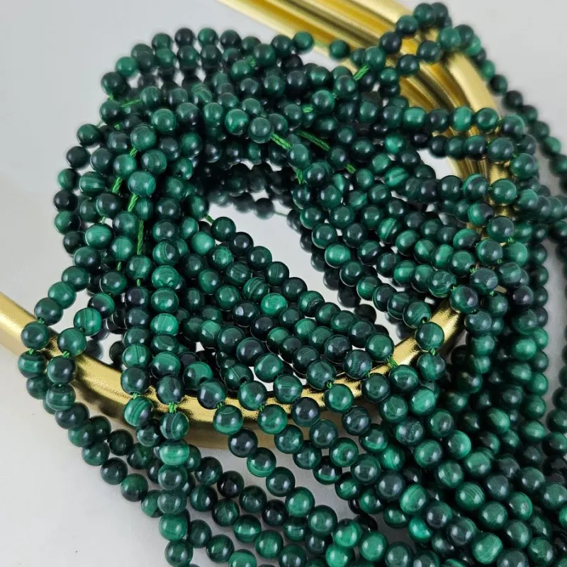 Нить 19 см Малахит натуральный ок. 4 мм, бусины гладкий шар (6558-4) для бижутерии купить с доставкой по России | Интернет‑магазин Viva Beads
