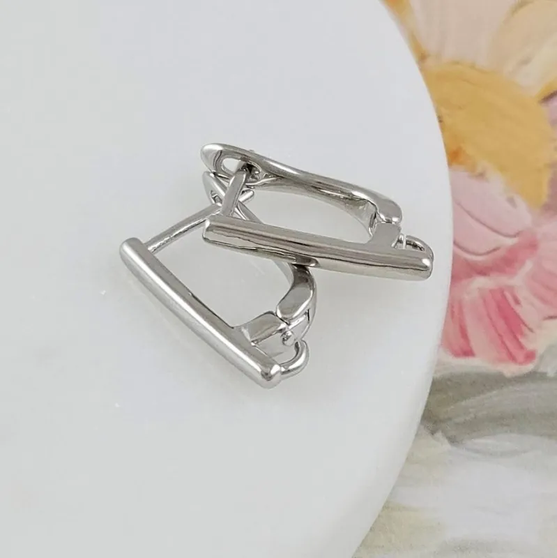 Швензы с английским замком базовые 17х2.3 мм, родиевое покрытие (10141-Р) швензы для серег купить с доставкой по России | Интернет-магазин Viva Beads