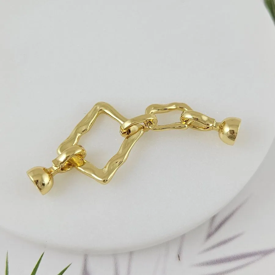 Замок с карабинами 53 мм с фианитами, позолота 18К (9966-З) купить в Воронеже | Заказать в интернет-магазине Viva Beads
