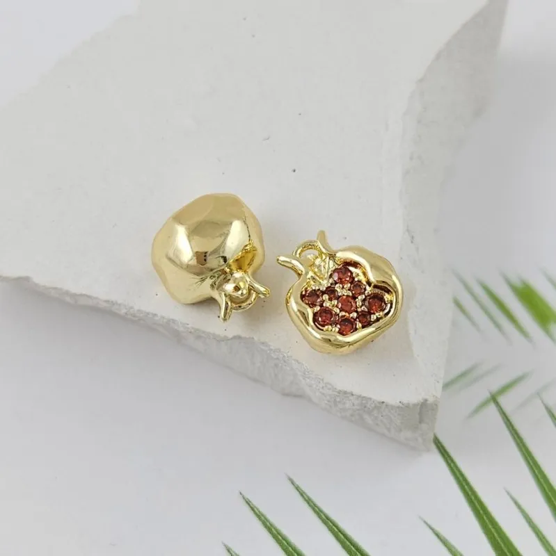 Подвеска Гранат 10.5x9.8x6.5 мм с фианитами, позолота 14К (5614-З)