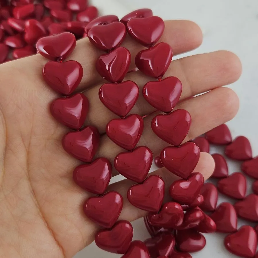 1 шт. Жемчуг майорка Сердце бусины 13х14.8 мм, красный (10081-14-К) купить с доставкой по России | Интернет-магазин Viva Beads