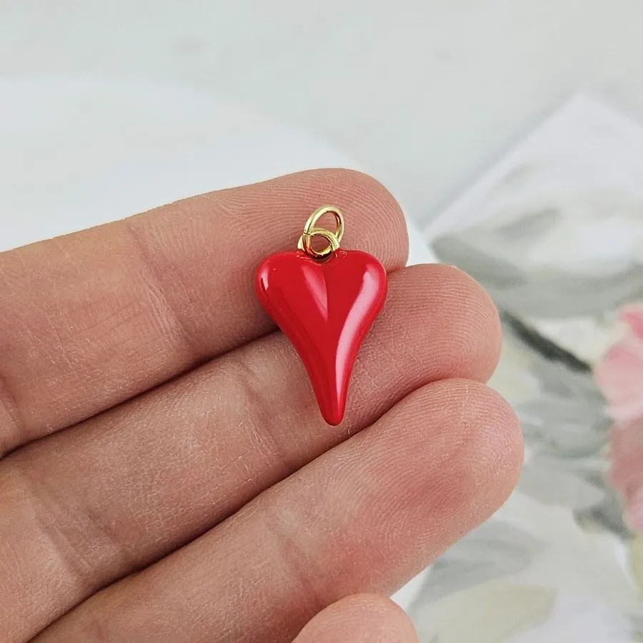 Подвеска Сердце 18.2x12х3.8 мм красная эмаль, позолота 14К (10170-З) купить с доставкой по России | Интернет-магазин Viva Beads