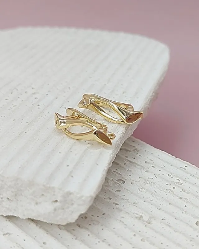 УЦЕНКА Швензы с англ. замком 17.2х5 мм с фианитом, позолота (8155-З-УЦ) купить в Воронеже | Заказать в интернет-магазине Viva Beads
