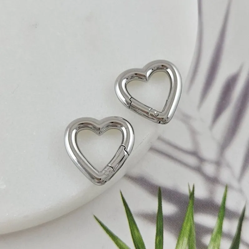 Замок карабин сердце ок. 14х14х2.5 мм нержавеющая сталь (10059-14) замок для украшений купить с доставкой по России | Интернет-магазин Viva Beads