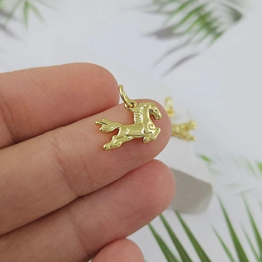 Подвеска Лошадь 9.2x13 мм, позолота 14К (9987-З)