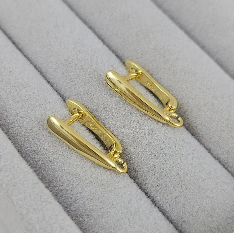 Швензы базовые с английским замком 17х3 мм, позолота 14К (6311-З) швензы для серег купить с доставкой по России | Интернет-магазин Viva Beads