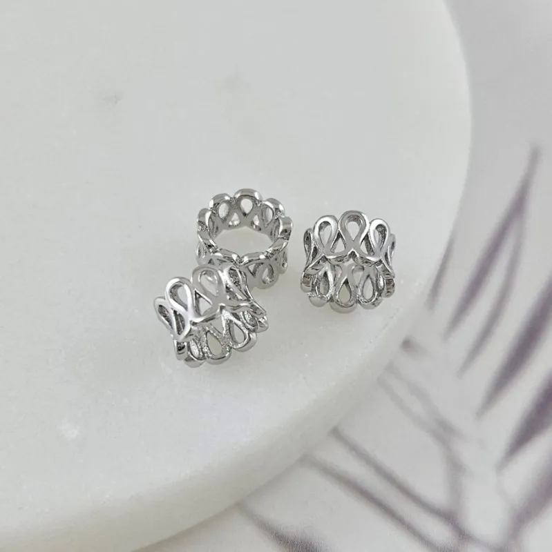 1 шт. Бусина разделитель 7.7х5.1 мм, внутренний d 5.1 мм, родиевое покрытие (10043-Р) купить с доставкой по России | Интернет-магазин Viva Beads