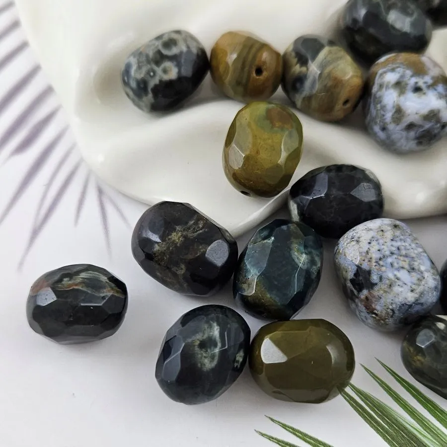 1 шт. Соколиный глаз натуральный ок. 16.6-19х13-15 мм бусины овальные с гранями (1010) для бижутерии купить с доставкой по России | Интернет‑магазин Viva Beads
