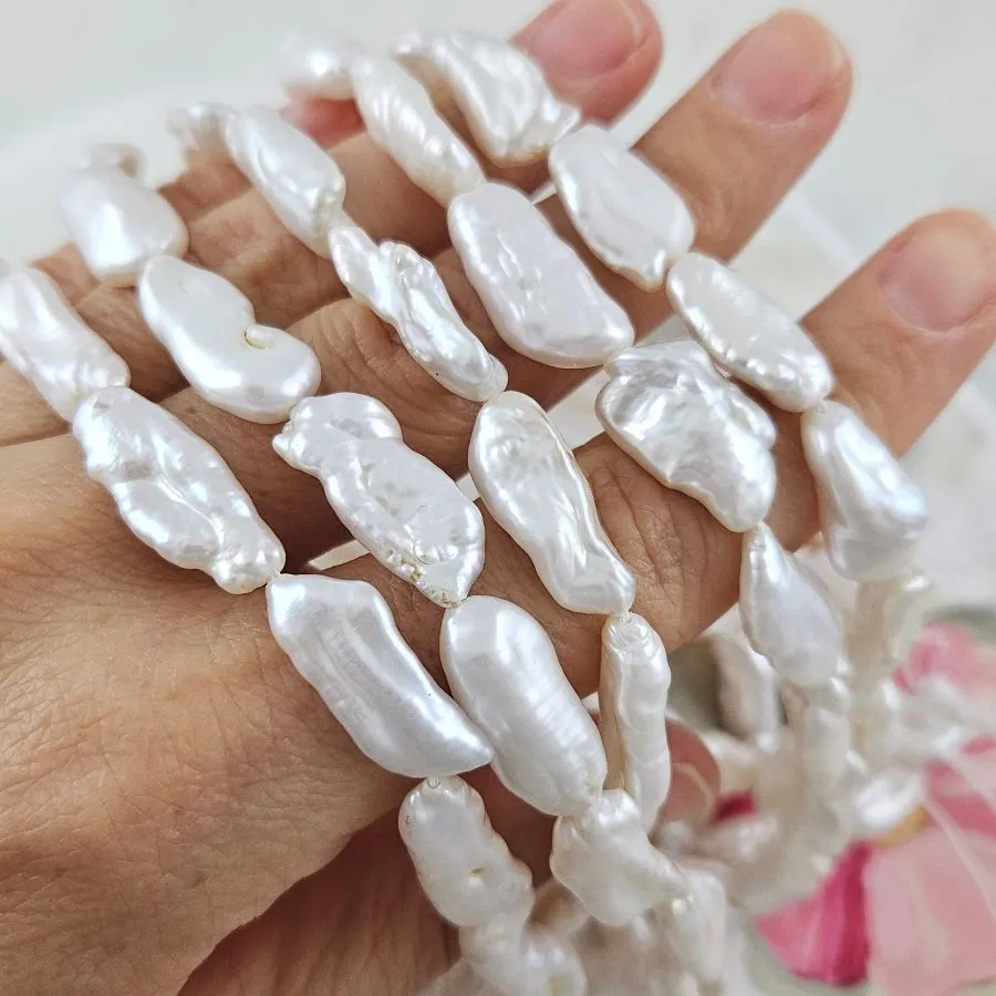 1 шт. Жемчуг Бива натуральный речной 7-10х13-20 мм,  белый А+ (7636)  купить с доставкой по России | Интернет-магазин Viva Beads