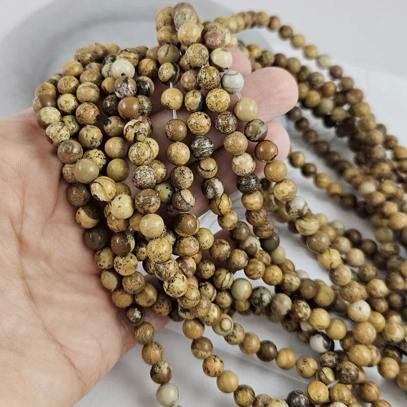 Нить 37 см Яшма пейзажная 6-6.5 мм бусина гладкий шар (9449-6) для бижутерии купить с доставкой по России | Интернет‑магазин Viva Beads
