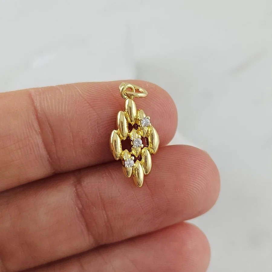 Подвеска Ромб 17.5x8.6 мм с фианитами, позолота 14К (10116-З) купить с доставкой по России | Интернет-магазин Viva Beads