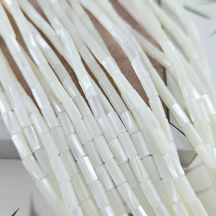 Нить 19 см Перламутр натуральный ок. 6.7-7х3 мм бусины трубочки, белый (10080-БЕЛ) для бижутерии купить с доставкой по России | Интернет‑магазин Viva Beads
