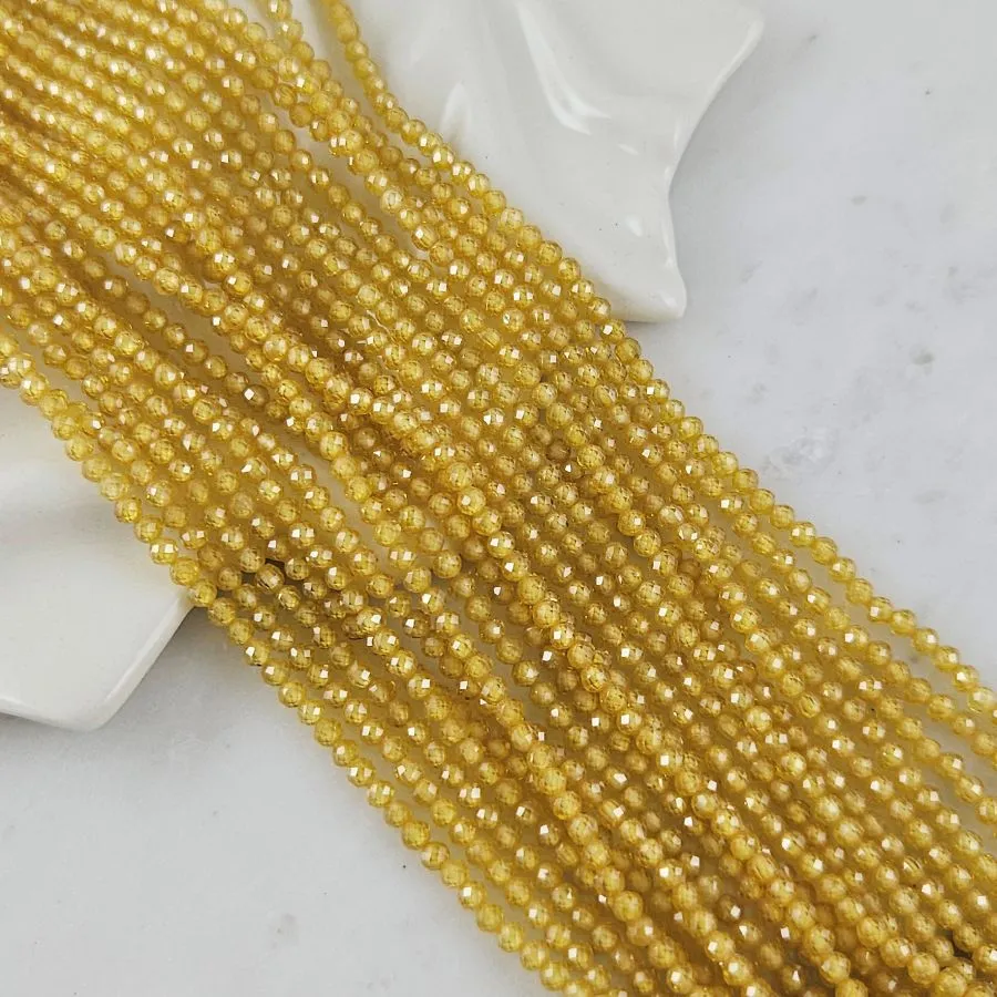 Нить 18 см Фианиты 3 мм круглые граненые бусины, желтый (5472-Ж) купить с доставкой по России | Интернет-магазин Viva Beads