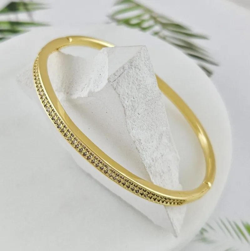 Браслет жесткий 63х55х3.8 мм, позолота 14К (10032-З) купить с доставкой по России | Интернет-магазин Viva Beads