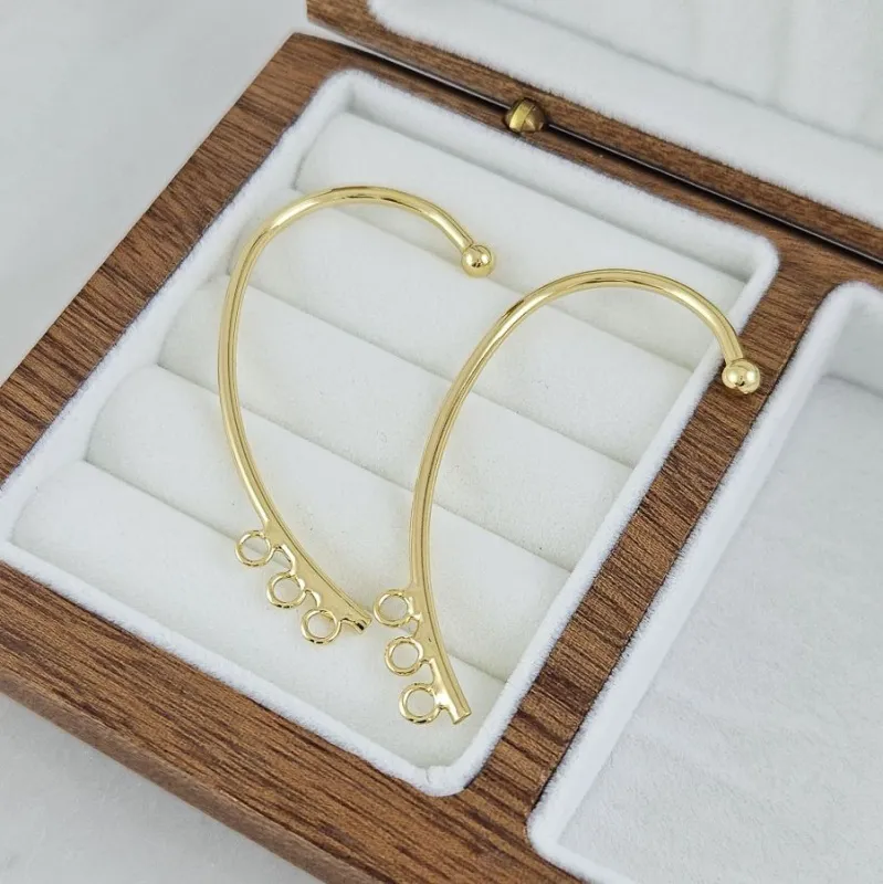 Кафф с тремя петельками 55х34 мм, позолота 14К (7603-З/3) швензы для серег купить с доставкой по России | Интернет-магазин Viva Beads