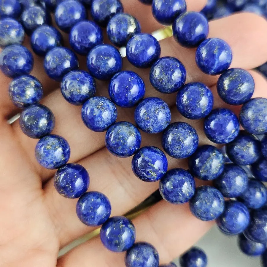 Нить 19 см Лазурит натуральный ок. 8.3 мм, бусины гладкий шар (2524-8-3А) для бижутерии купить с доставкой по России | Интернет‑магазин Viva Beads
