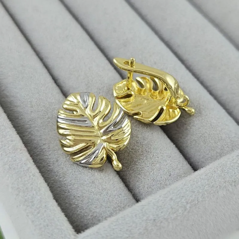 Швензы с английским замком Лист 19х14.5 мм, биколор (10088-БК) швензы для серег купить с доставкой по России | Интернет-магазин Viva Beads