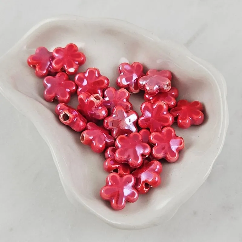 1 шт. Бусина Цветок 11х12 мм красный, керамика (6478-11-КРАС) купить с доставкой по России | Интернет-магазин Viva Beads