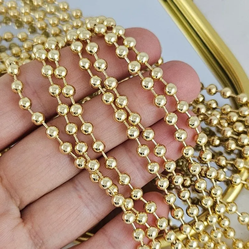 10 см Цепь шариковая 4 мм, позолота 14К (10220-З) купить с доставкой по России | Интернет-магазин Viva Beads