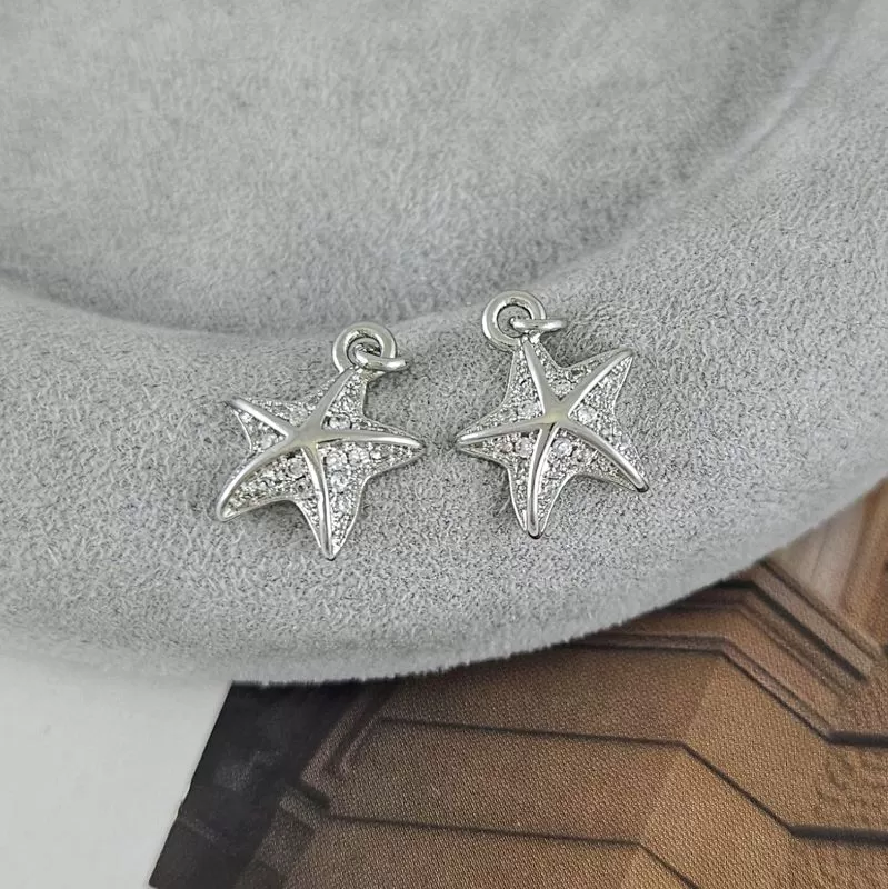 Подвеска Морская звезда с фианитами 13.7х11.3 мм родиевое покрытие (9414-Р) купить с доставкой по России | Интернет-магазин Viva Beads