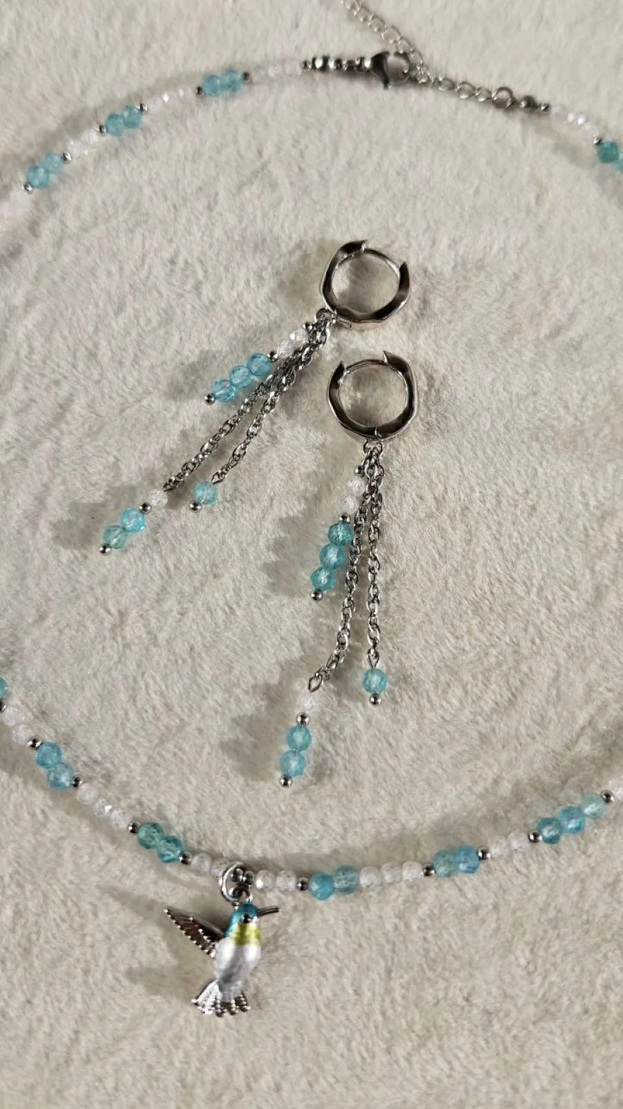 Лазурная мечта — набор для создания комплекта украшений из апатита и фианитов (НАБОР-76) купить с доставкой по России | Интернет-магазин Viva Beads