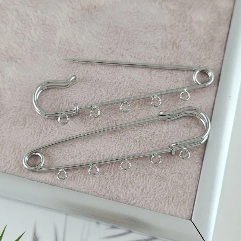 Булавка основа для броши 70 мм, 5 петель, родиевое покрытие (9600-Р/70) купить с доставкой по России | Интернет-магазин Viva Beads